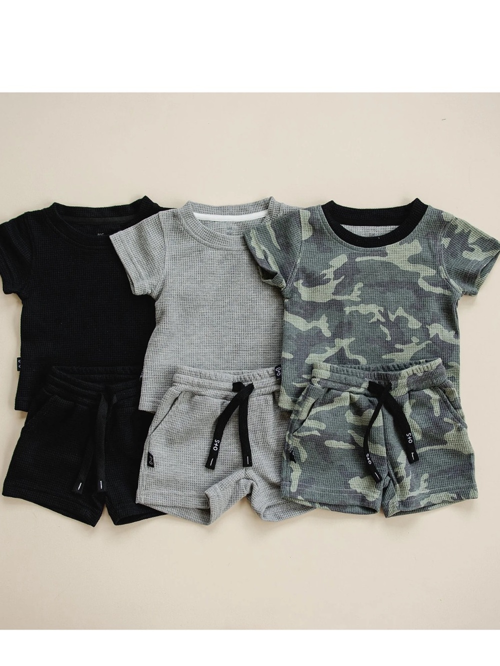 Kids 3-Piece Matching Set - Black, Gray & Camo